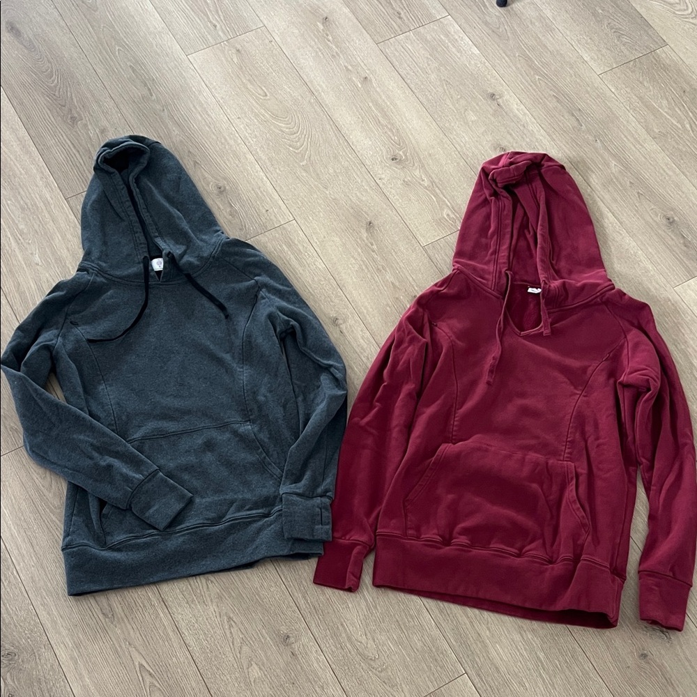 Women’s Gray and Burgundy Hooded Nursing Sweatshirt Set